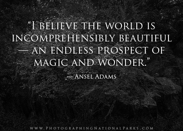 “I believe the world is incomprehensibly beautiful — an endless prospect of magic and wonder.” — Ansel Adams