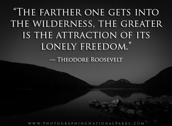 “The farther one gets into the wilderness, the greater is the attraction of its lonely freedom.” — Theodore Roosevelt